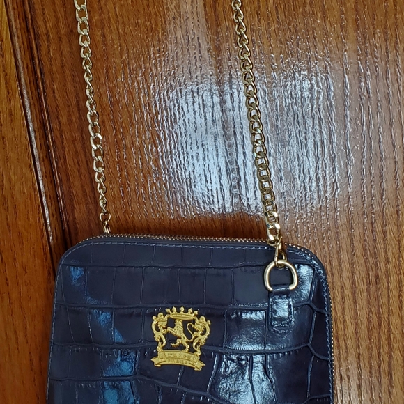 Pratesi Womens Italian Leather Volterra King Croco Crossbody Clutchbag DarkGray - Picture 8 of 13